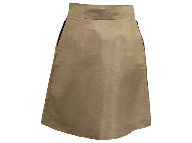 Falda acampanada en seda beige con bolsillos en las costuras de Valentino - vista 3