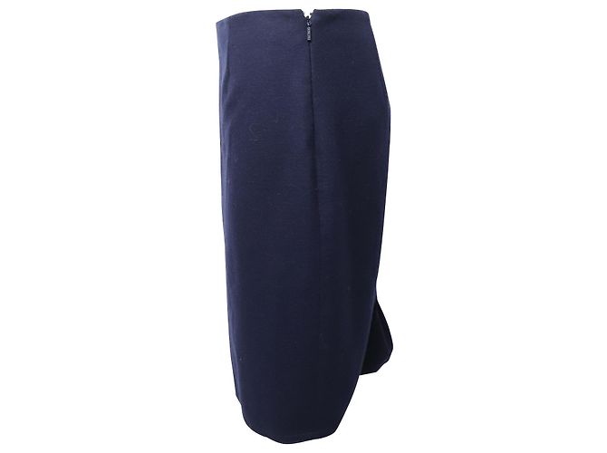 Falda lápiz midi de Carolina Herrera en lana azul - vista 2