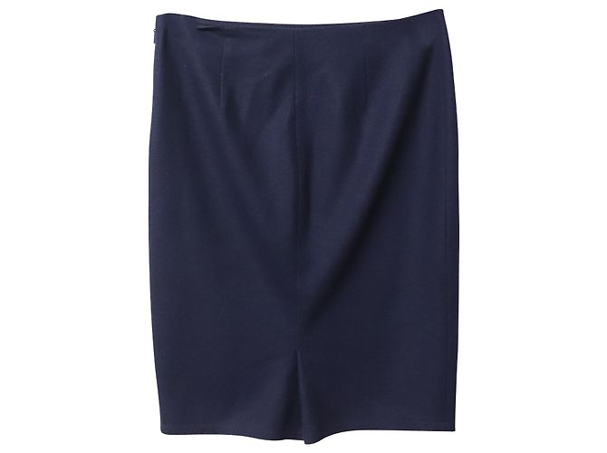 Falda lápiz midi de Carolina Herrera en lana azul - vista 4