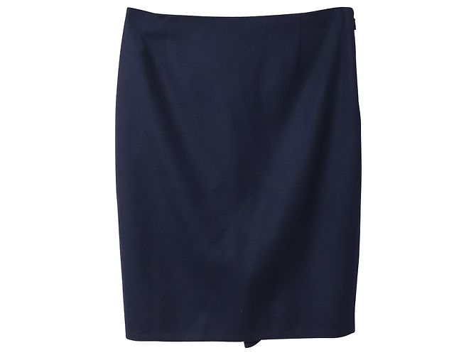 Falda lápiz midi de Carolina Herrera en lana azul - vista 5