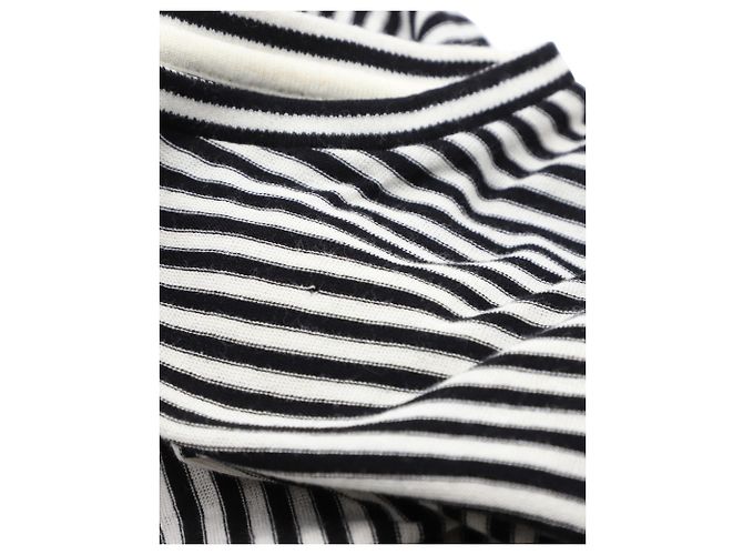 Camiseta de algodón negro con logo de rayas de Saint Laurent - vista 2