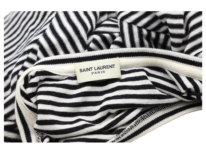 Camiseta de algodón negro con logo de rayas de Saint Laurent - vista 4