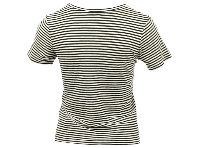 Camiseta de algodón negro con logo de rayas de Saint Laurent - vista 6