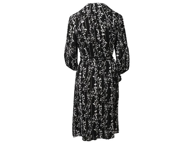 Ba&Sh Blumenkleid mit Silberbesatz aus schwarzer Viskose - Ansicht 2