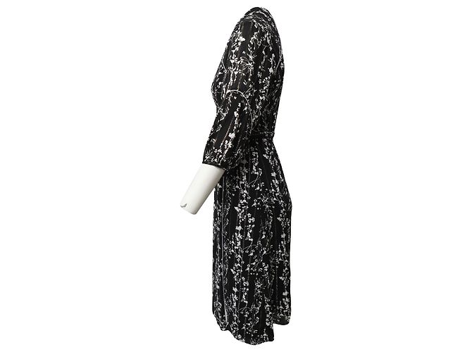 Ba&Sh Blumenkleid mit Silberbesatz aus schwarzer Viskose - Ansicht 3