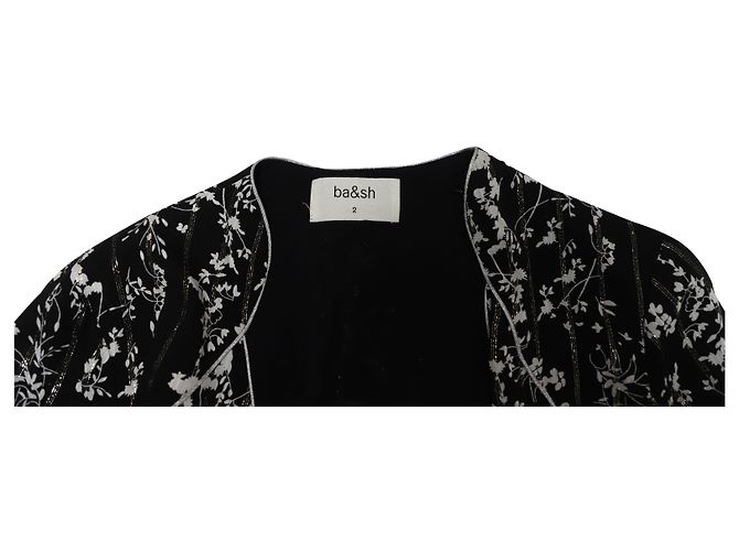 Ba&Sh Blumenkleid mit Silberbesatz aus schwarzer Viskose - Ansicht 4
