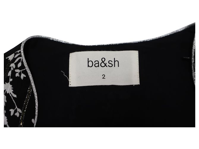 Ba&Sh Blumenkleid mit Silberbesatz aus schwarzer Viskose - Ansicht 5