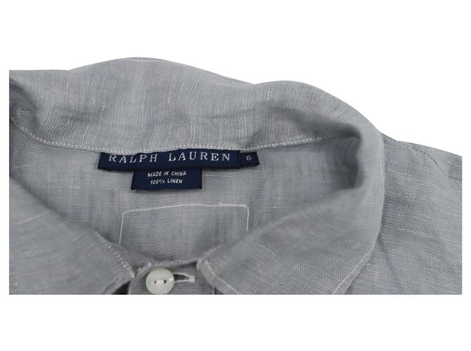 Ralph Lauren Chemisier à enfiler en lin gris - vue 4