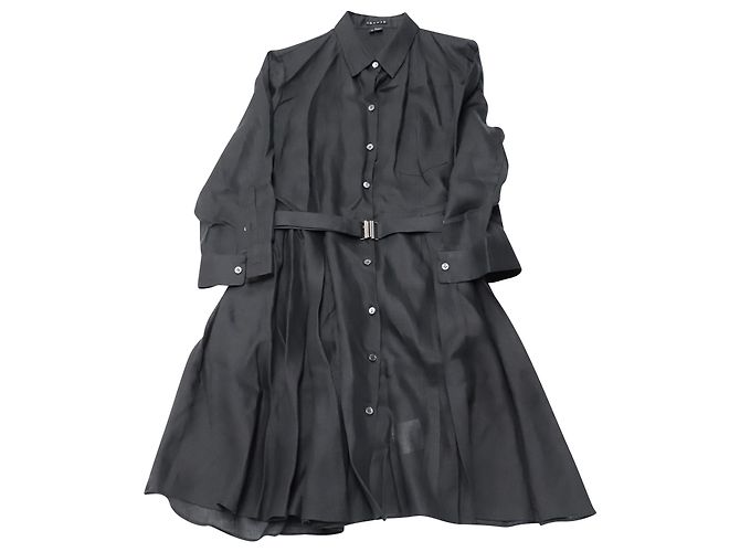 VESTIDO CAMISERO CON CINTURÓN THEORY Negro - vista 3