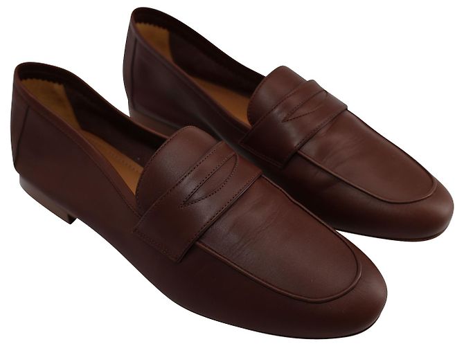 Mocassini Mansur Gavriel a Punta Rotonda in Pelle Marrone Cioccolato - vista 7