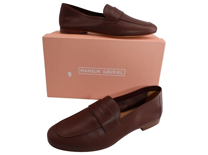 Mocassini Mansur Gavriel a Punta Rotonda in Pelle Marrone Cioccolato - vista 8