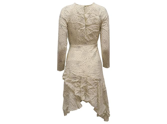 Maje Reto Asymmetrisches Midikleid mit Sternenmuster in elfenbeinfarbenem Cupro Weiß Roh - Ansicht 2