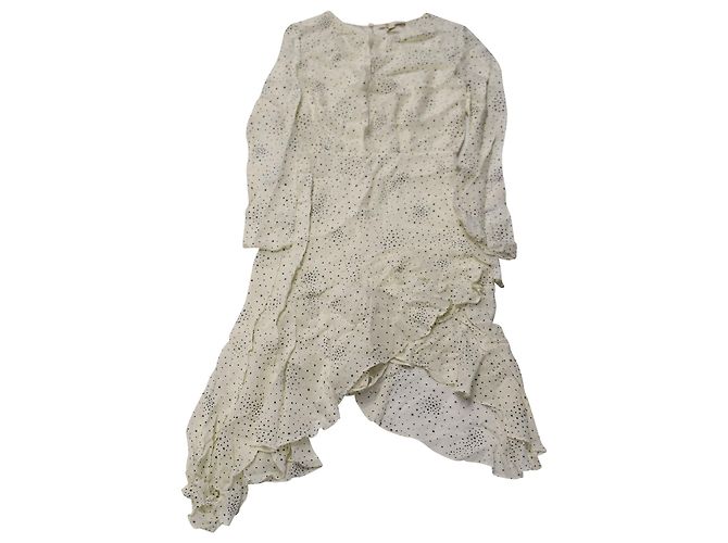 Maje Reto Asymmetrisches Midikleid mit Sternenmuster in elfenbeinfarbenem Cupro Weiß Roh - Ansicht 3