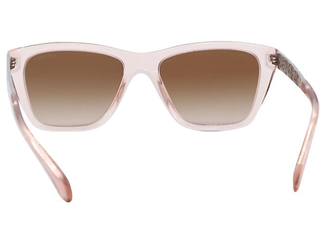 Gafas de sol rectangulares Chanel en acetato rosa - vista 5