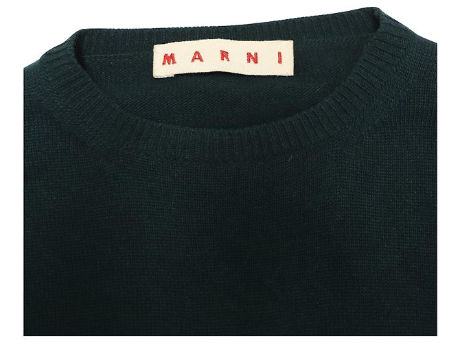 Marni Suéter cano alto e baixo em lã verde - vista 6