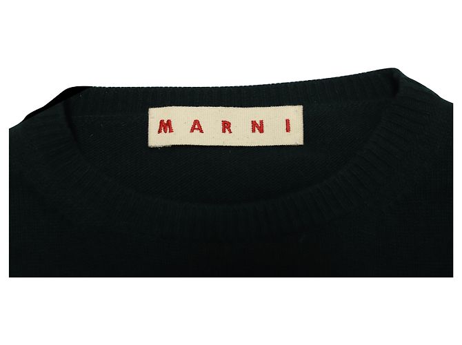 Marni Suéter cano alto e baixo em lã verde - vista 7