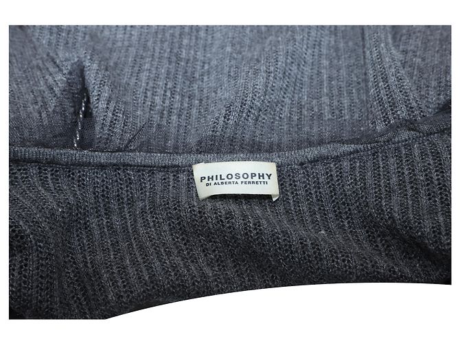Philosophy di Alberta Ferretti Midikleid mit Kettendetail aus grauer Wolle - Ansicht 2
