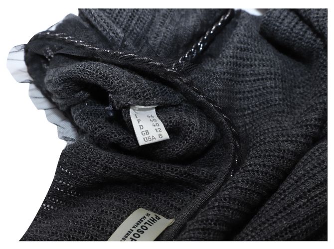Philosophy di Alberta Ferretti Midikleid mit Kettendetail aus grauer Wolle - Ansicht 3