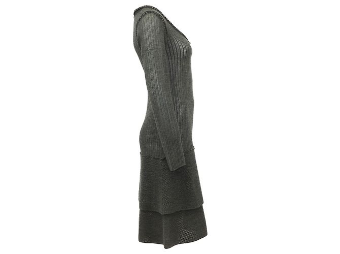 Philosophy di Alberta Ferretti Midikleid mit Kettendetail aus grauer Wolle - Ansicht 4