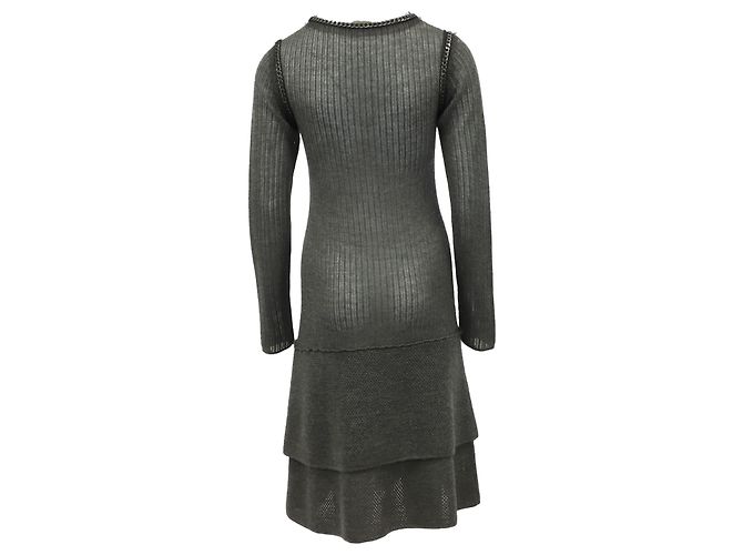 Philosophy di Alberta Ferretti Midikleid mit Kettendetail aus grauer Wolle - Ansicht 5