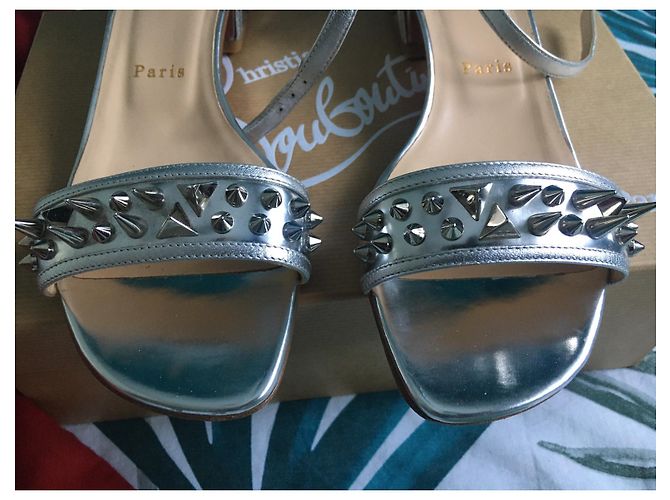 Christian Louboutin Druid Silver Leather Sandals Silvery - view 3