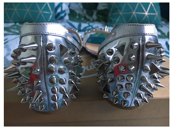 Christian Louboutin Druid Silver Leather Sandals Silvery - view 4