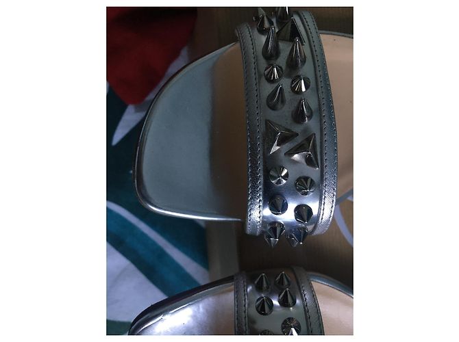 Christian Louboutin Druid Silver Leather Sandals Silvery - view 5