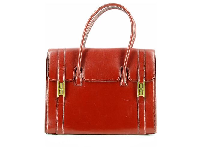 Drag Hermès Couro Hermes Borgonha 60saco de arrastar Bordeaux - vista 9