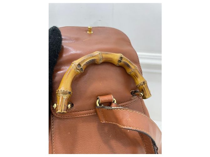 Bamboo Gucci Zaino vintage con manico in bambù Marrone Bronzo - vista 2