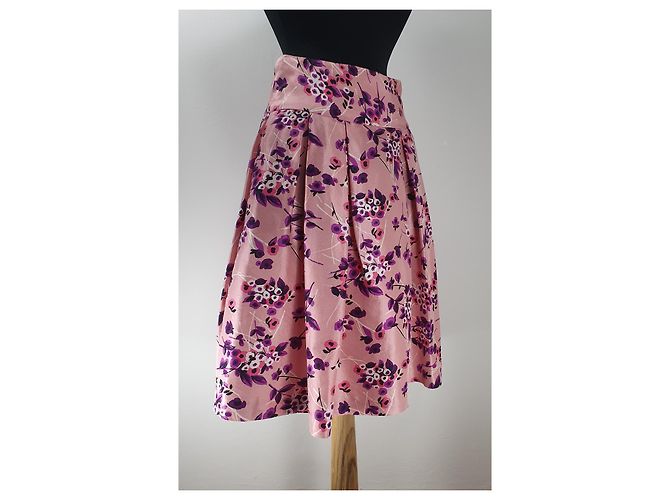 Autre Marque Falda midi de seda floral rosa Express Design Studio Multicolor - vista 2
