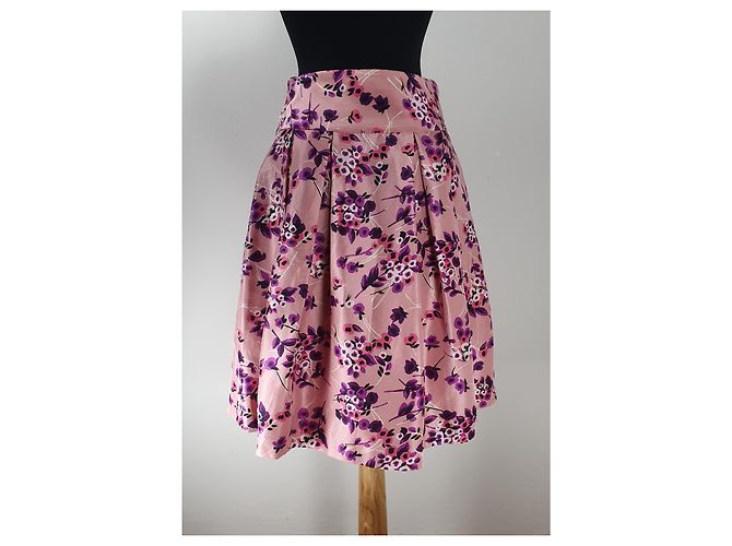 Autre Marque Falda midi de seda floral rosa Express Design Studio Multicolor - vista 3
