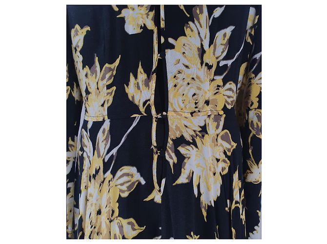 Free People Maxikleid Blumenmuster Schwarz Gelb - Ansicht 5