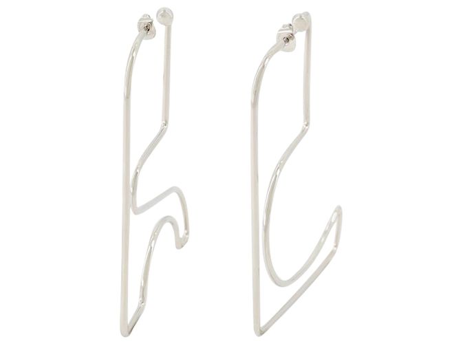 Courreges Logo Earrings in Silver - view 2