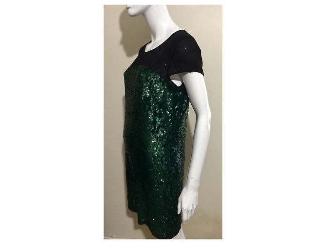 Hoss Intropia Abito nero e verde con paillettes e chiffon Verde scuro - vista 2