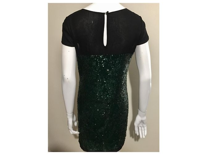 Hoss Intropia Abito nero e verde con paillettes e chiffon Verde scuro - vista 3