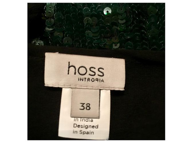 Hoss Intropia Abito nero e verde con paillettes e chiffon Verde scuro - vista 5