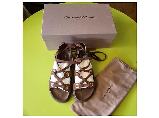Sandali Gianvito Rossi Ibiza in scamosciato marrone 37 - vista 4