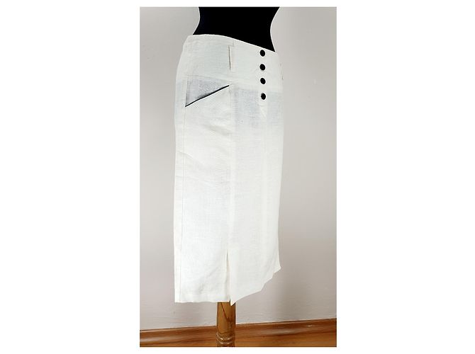 Autre Marque Falda midi de lino Casmose Copenhagen Blanca Blanco - vista 2
