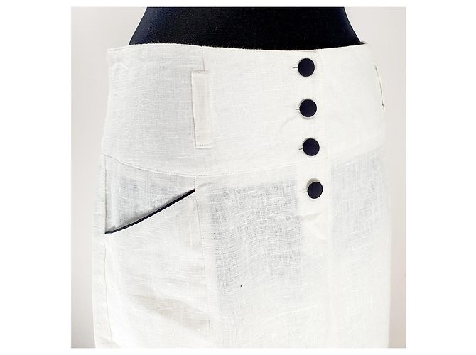 Autre Marque Falda midi de lino Casmose Copenhagen Blanca Blanco - vista 3