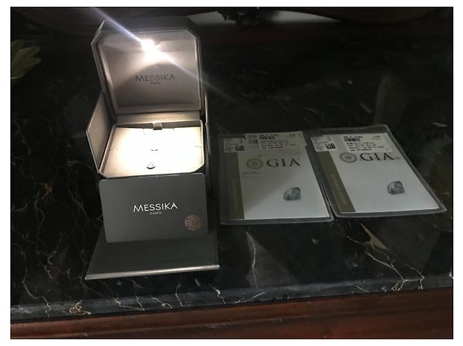 COLAR DE DIAMANTE DE OURO BRANCO MESSIKA MINHA GRAVATA GÊMEA 0,40CT X2 - vista 2