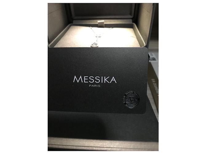 COLAR DE DIAMANTE DE OURO BRANCO MESSIKA MINHA GRAVATA GÊMEA 0,40CT X2 - vista 6