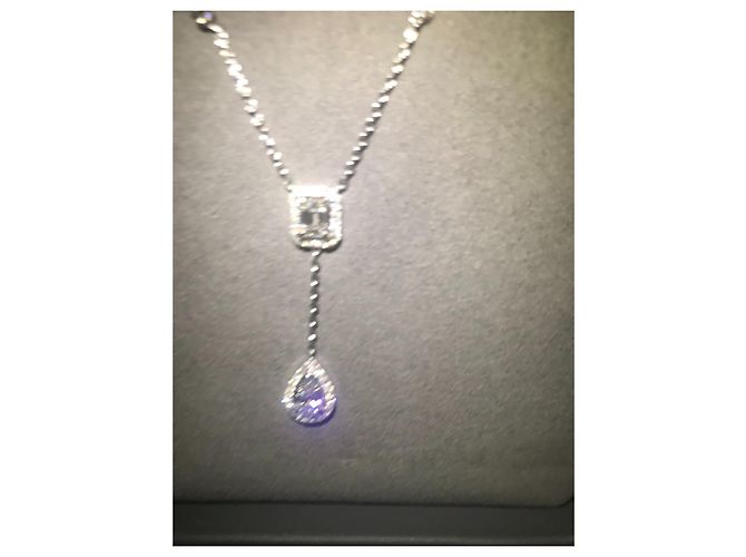 COLAR DE DIAMANTE DE OURO BRANCO MESSIKA MINHA GRAVATA GÊMEA 0,40CT X2 - vista 8