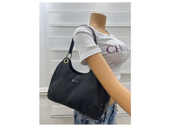 Borsa a tracolla Gucci Colbert in tela nera Nero - vista 10