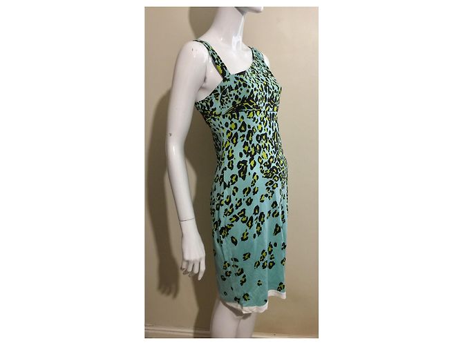 Diane Von Furstenberg Vestido DvF Nomie de seda con estampado de ojos de guepardo Multicolor Turquesa - vista 2