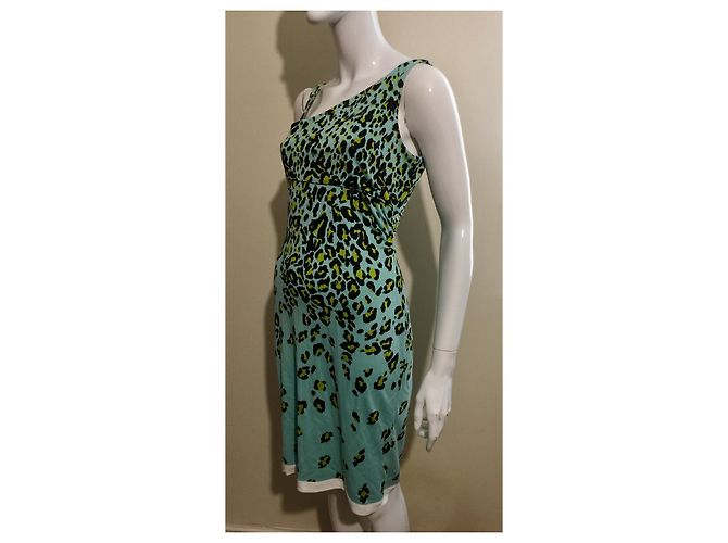 Diane Von Furstenberg Vestido DvF Nomie de seda con estampado de ojos de guepardo Multicolor Turquesa - vista 3