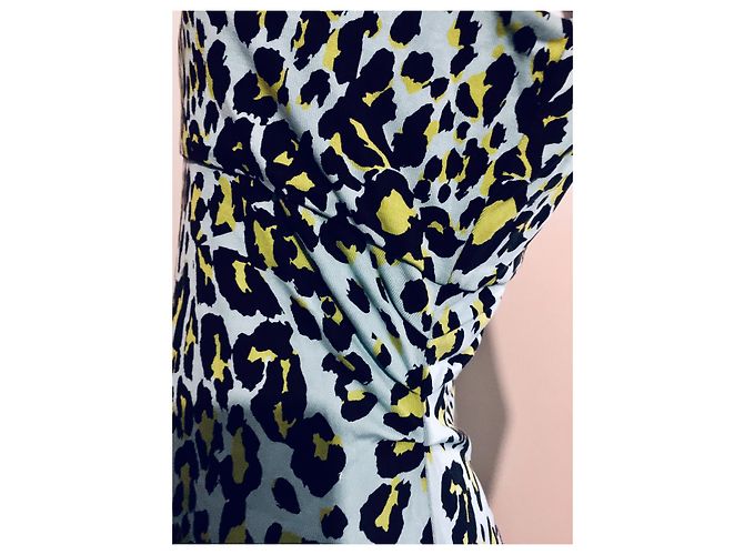 Diane Von Furstenberg Vestido DvF Nomie de seda con estampado de ojos de guepardo Multicolor Turquesa - vista 4