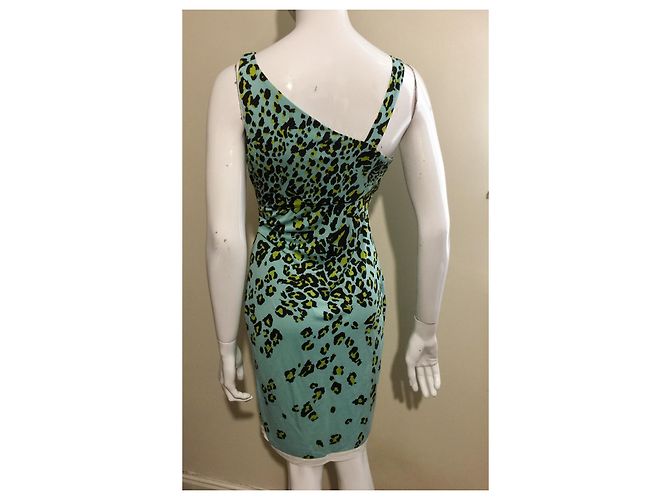Diane Von Furstenberg Vestido DvF Nomie de seda con estampado de ojos de guepardo Multicolor Turquesa - vista 5