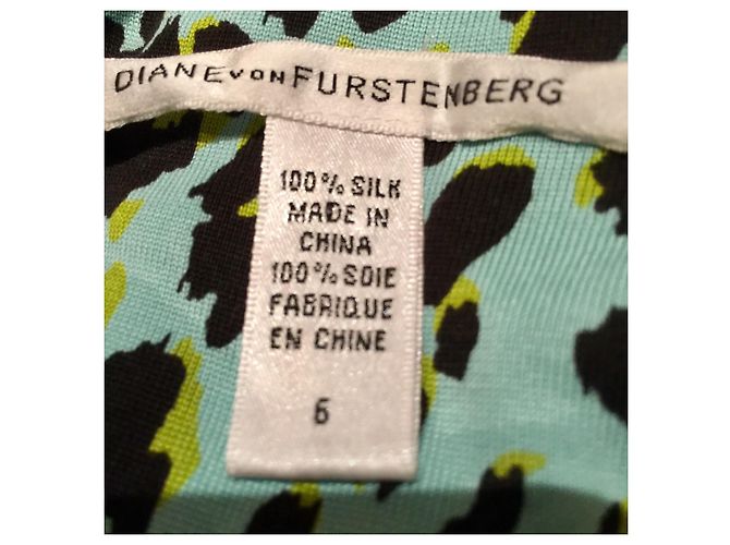 Diane Von Furstenberg Vestido DvF Nomie de seda con estampado de ojos de guepardo Multicolor Turquesa - vista 6