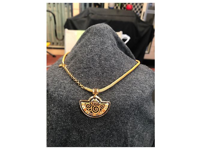 Collana Frey Wille con Ciondolo Mezza Luna Tributo a Gustav Klimt Nero D'oro Grigio Rame - vista 7