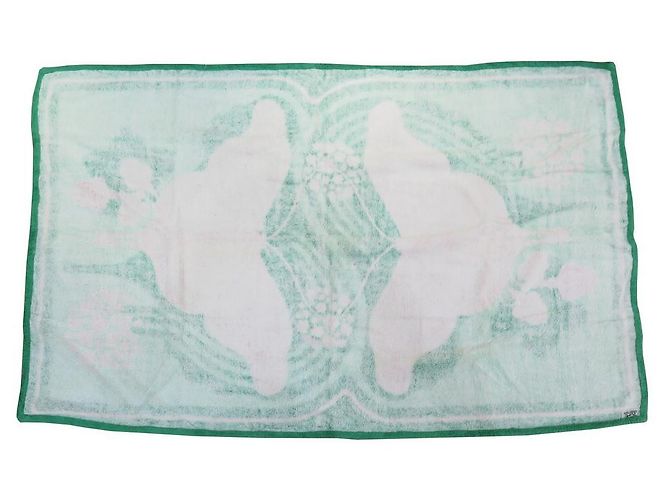 Hermès DRAP DE PLAGE HERMES PAPILLONS SERVIETTE DE BAIN COTON VERT BEACH TOWEL - vue 4